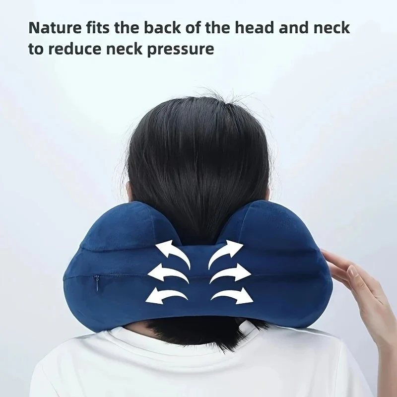Inflatable U-Shaped Double Hump Neck Pillow: Portable for Outdoor Travel - Image 3