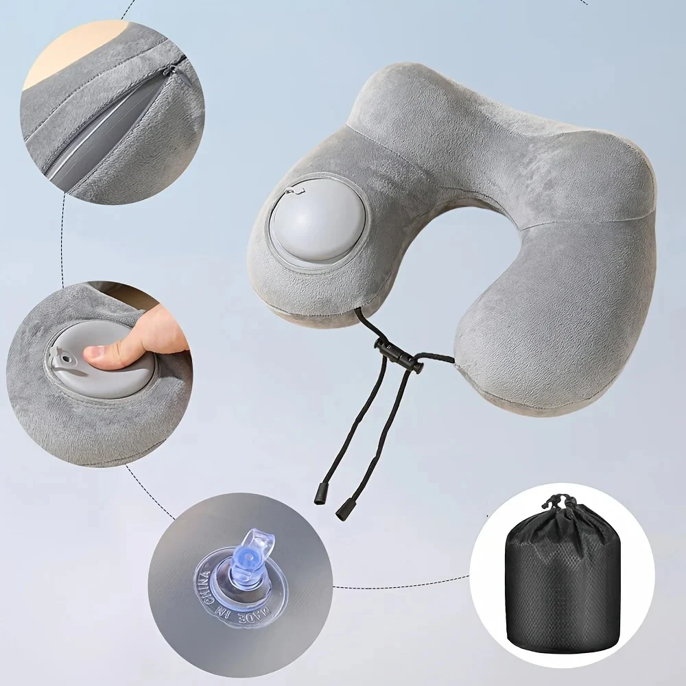 Inflatable U-Shaped Double Hump Neck Pillow: Portable for Outdoor Travel - Image 6