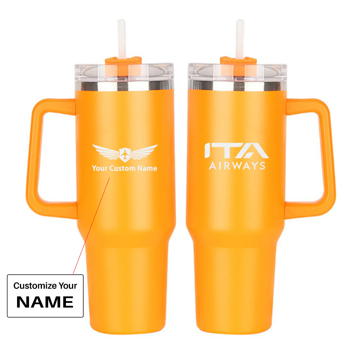 ITA Airways ITARROW Airlines Designed 40oz Stainless Steel Car Mug With Holder - Image 11