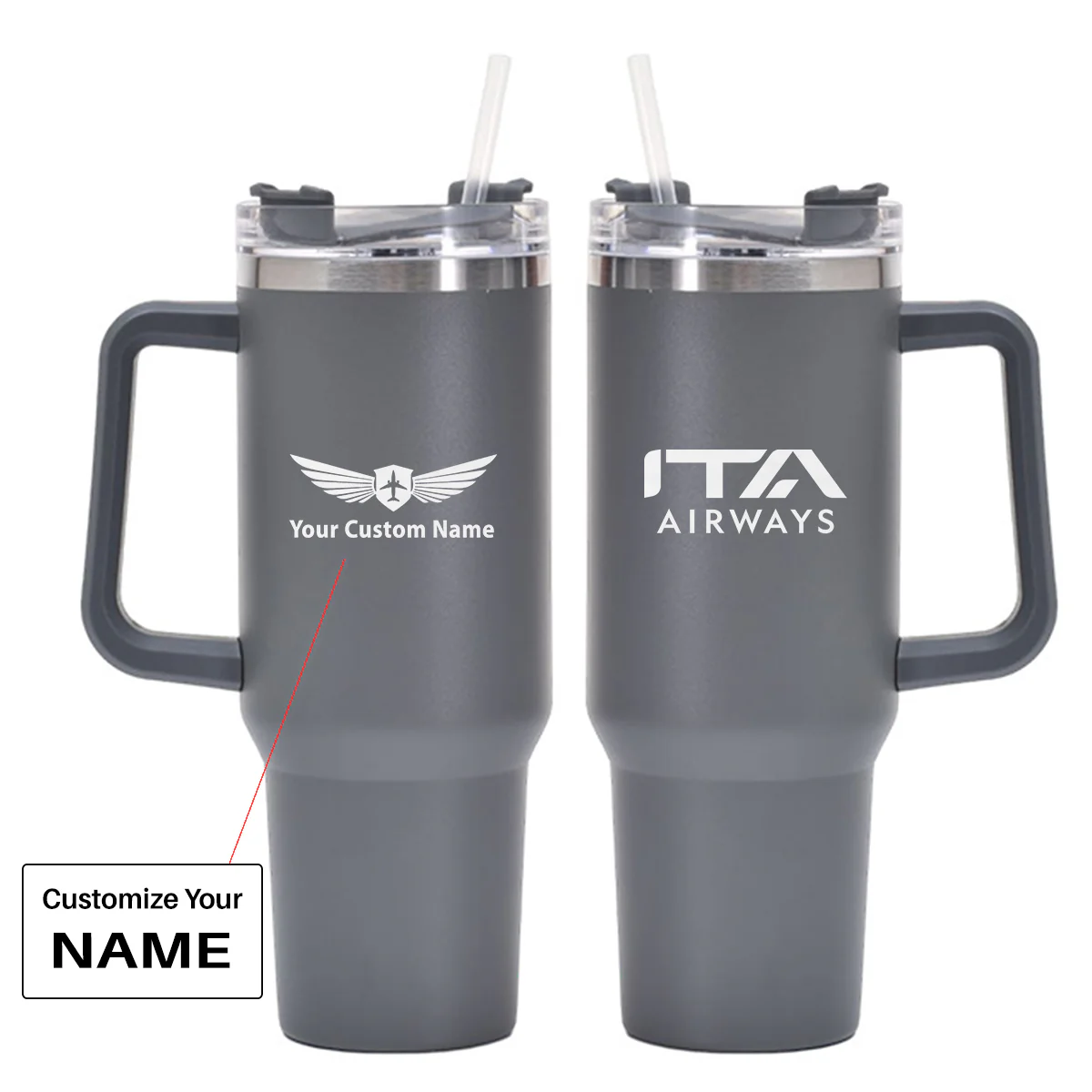 ITA Airways ITARROW Airlines Designed 40oz Stainless Steel Car Mug With Holder - Image 19