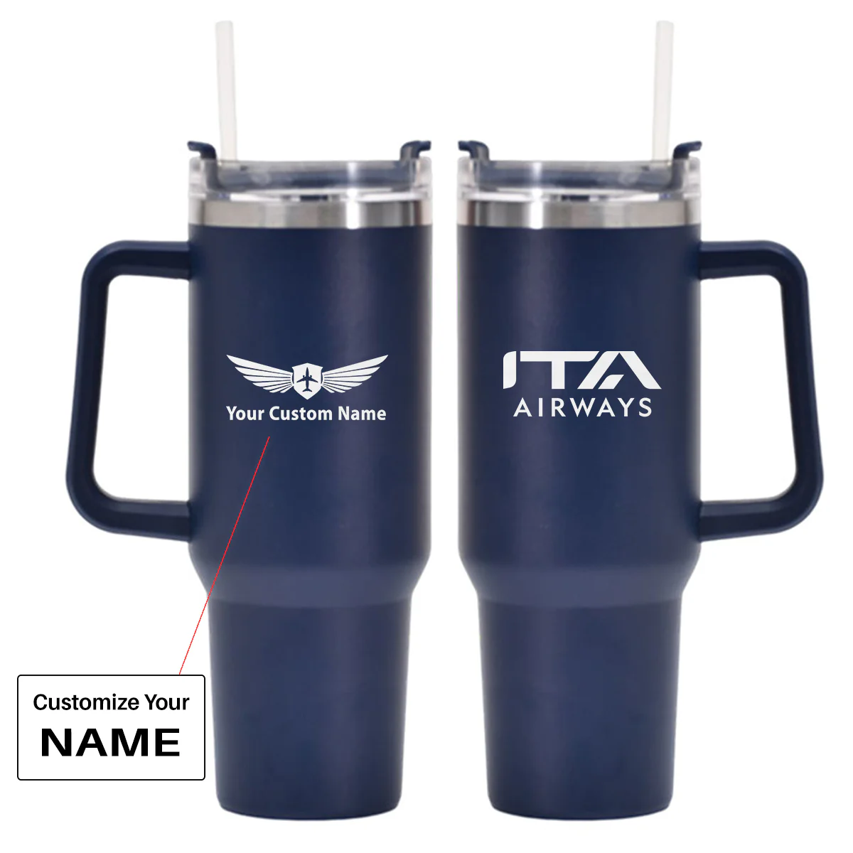 ITA Airways ITARROW Airlines Designed 40oz Stainless Steel Car Mug With Holder - Image 5