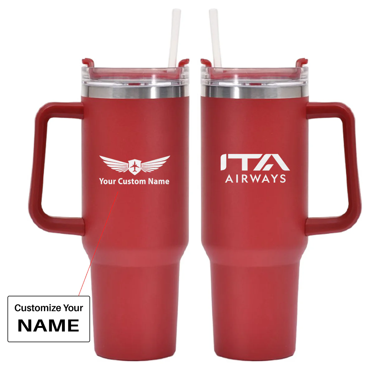 ITA Airways ITARROW Airlines Designed 40oz Stainless Steel Car Mug With Holder - Image 7