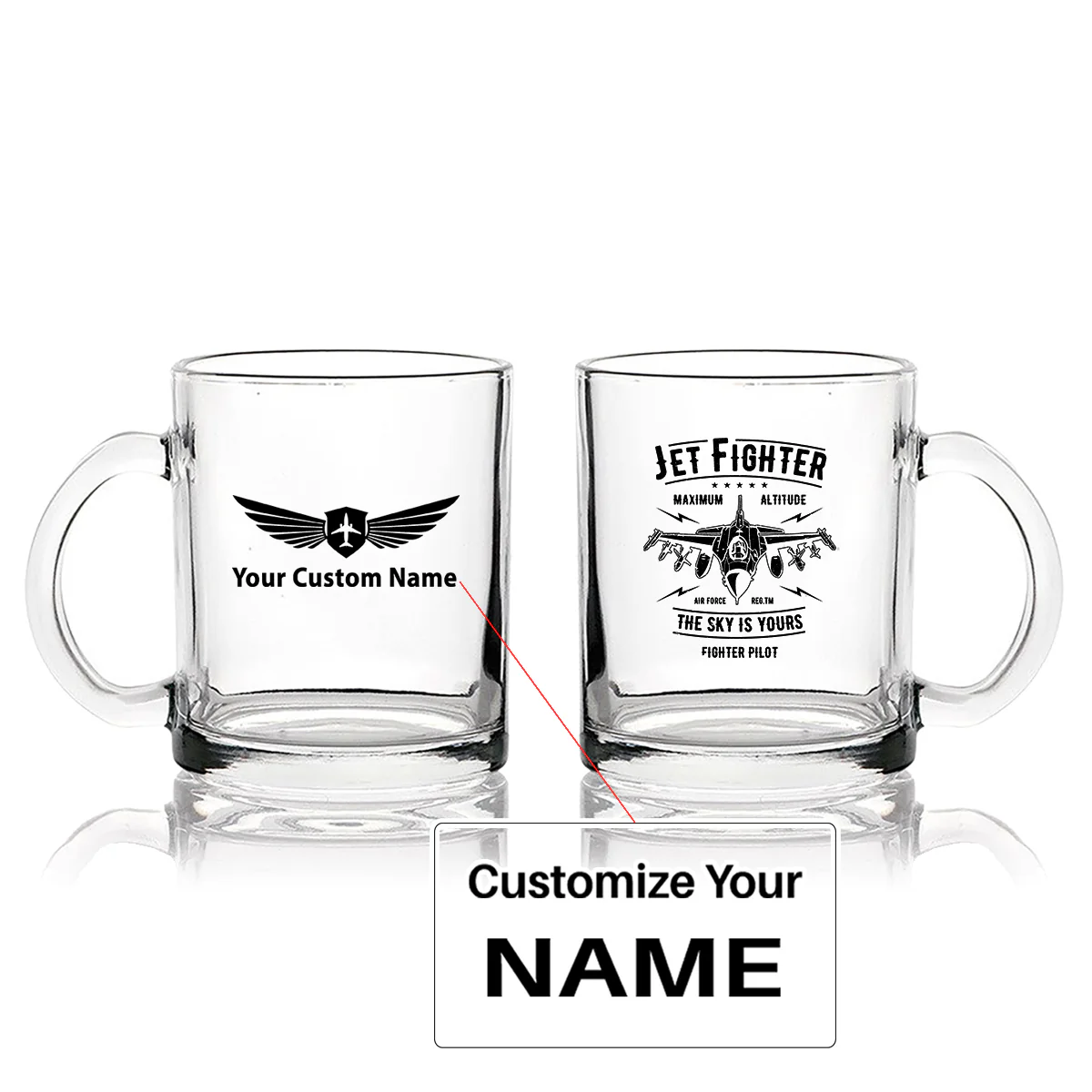 Jet Fighter - The Sky is Yours Designed Coffee & Tea Glasses