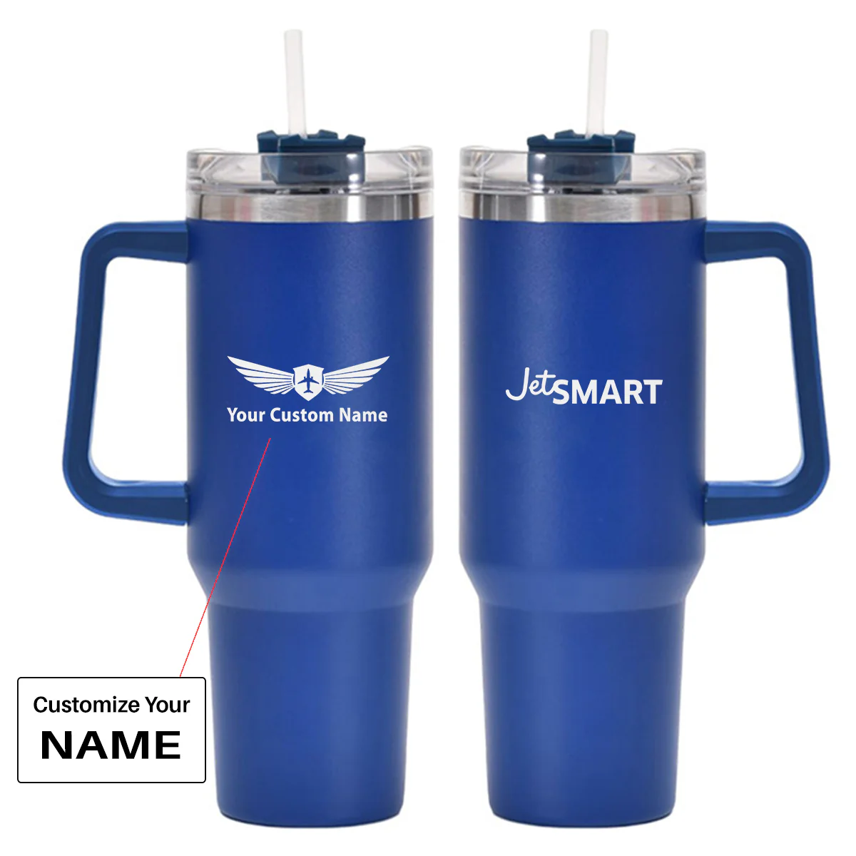 JetSmart Airlines Designed 40oz Stainless Steel Car Mug With Holder - Image 3