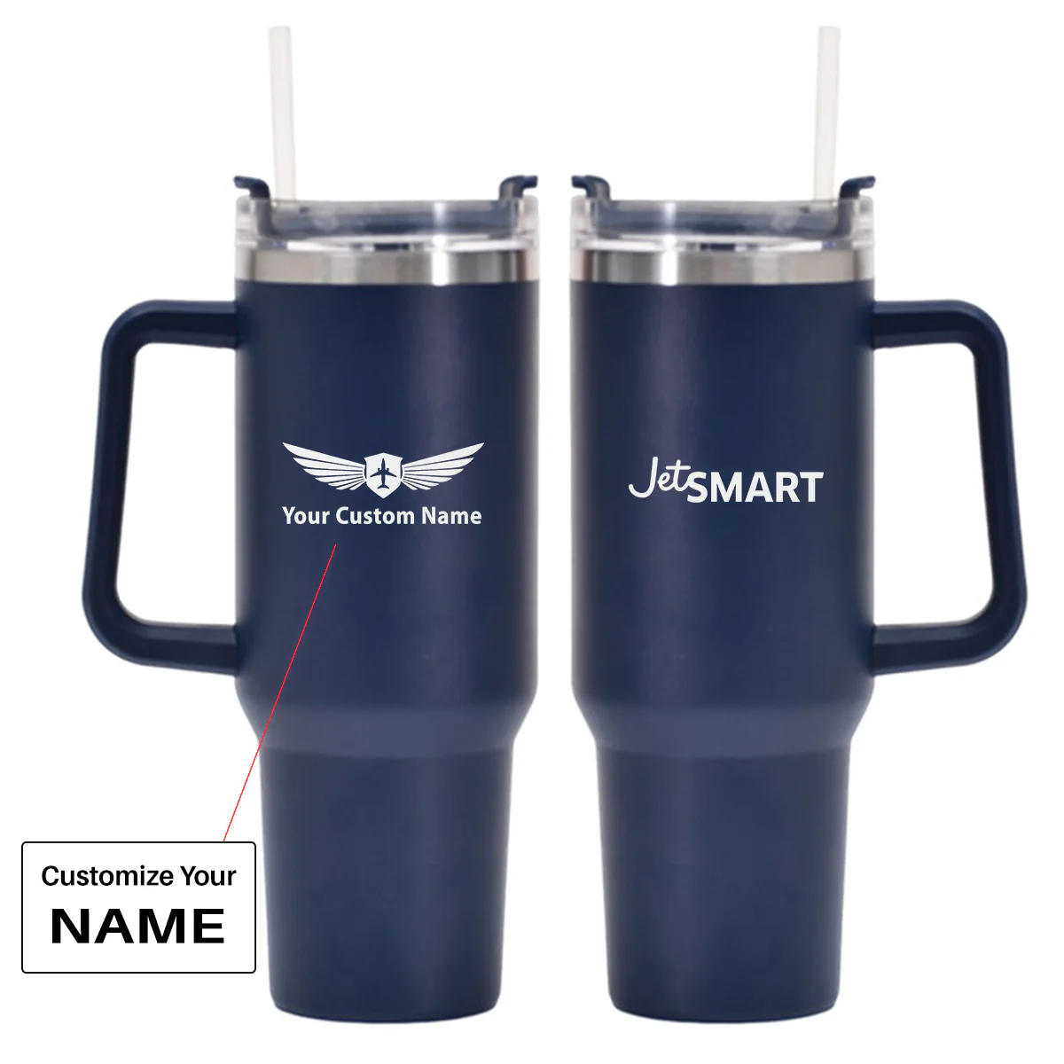JetSmart Airlines Designed 40oz Stainless Steel Car Mug With Holder - Image 5