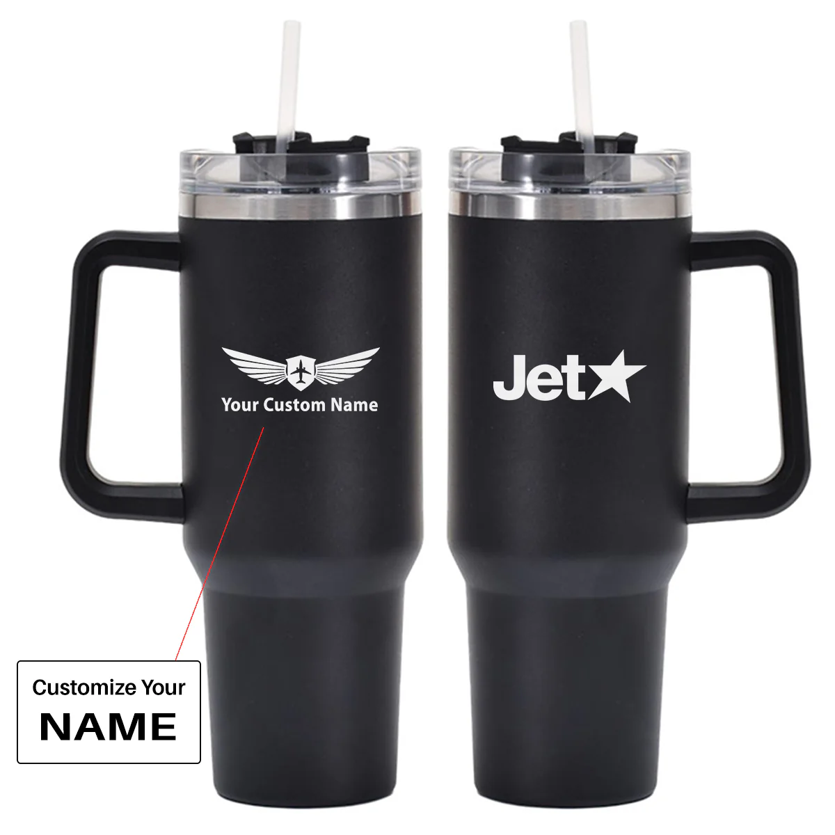 Jetstar Airlines Designed 40oz Stainless Steel Car Mug With Holder - Image 2