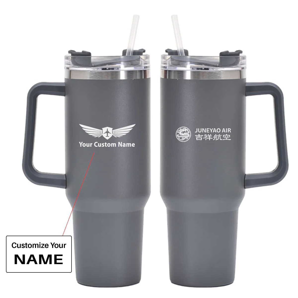 Juneyao Airlines Designed 40oz Stainless Steel Car Mug With Holder - Image 19