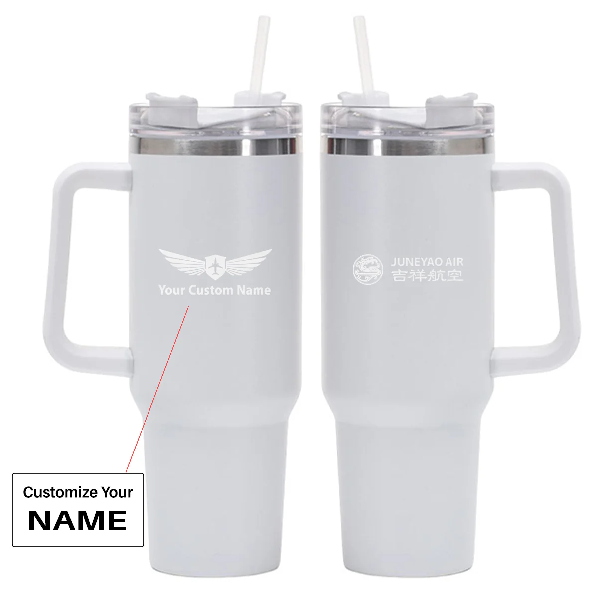 Juneyao Airlines Designed 40oz Stainless Steel Car Mug With Holder - Image 21