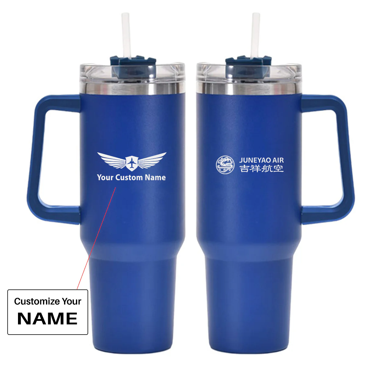 Juneyao Airlines Designed 40oz Stainless Steel Car Mug With Holder - Image 3