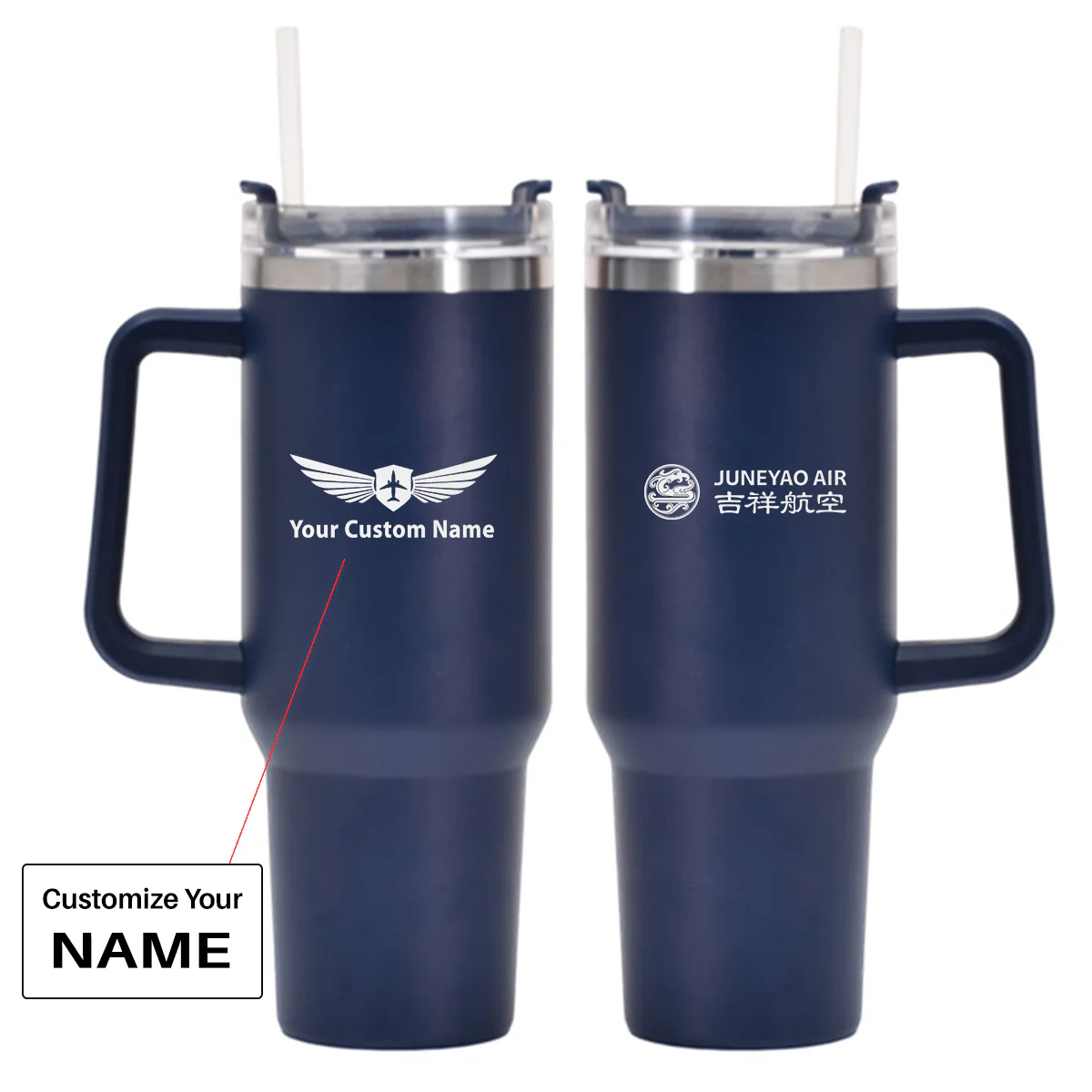 Juneyao Airlines Designed 40oz Stainless Steel Car Mug With Holder - Image 5