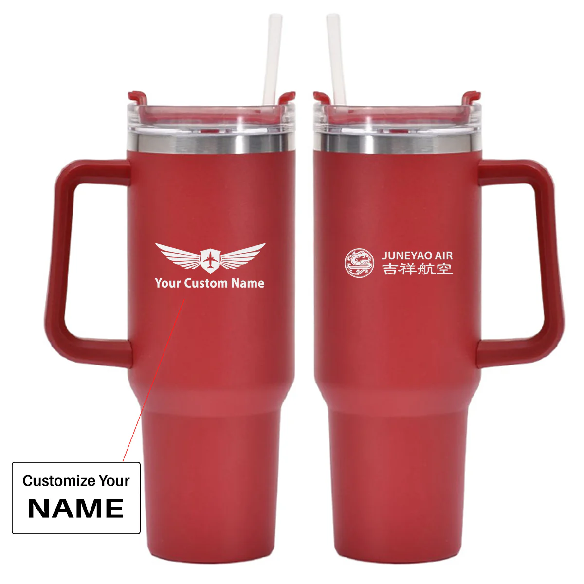 Juneyao Airlines Designed 40oz Stainless Steel Car Mug With Holder - Image 7