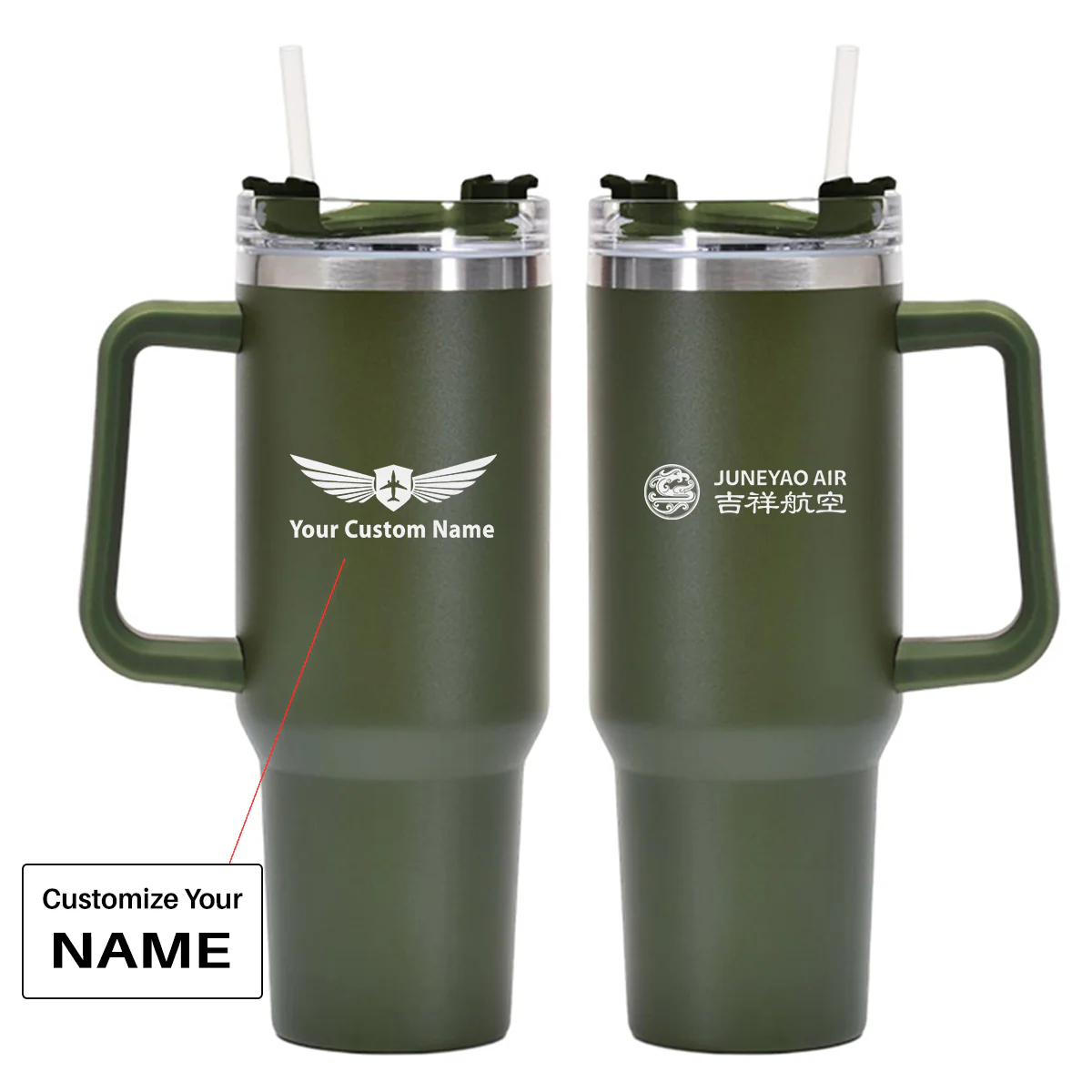 Juneyao Airlines Designed 40oz Stainless Steel Car Mug With Holder - Image 9