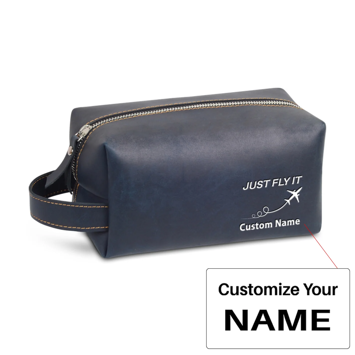 Just Fly It Designed Leather Clutch Toiletry Bag - Image 3