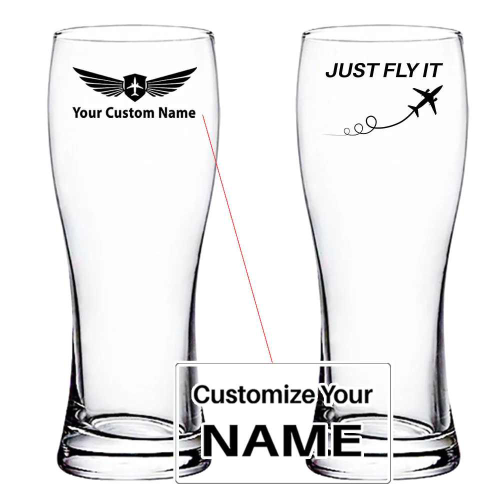 Just Fly It Designed Pilsner Beer Glasses