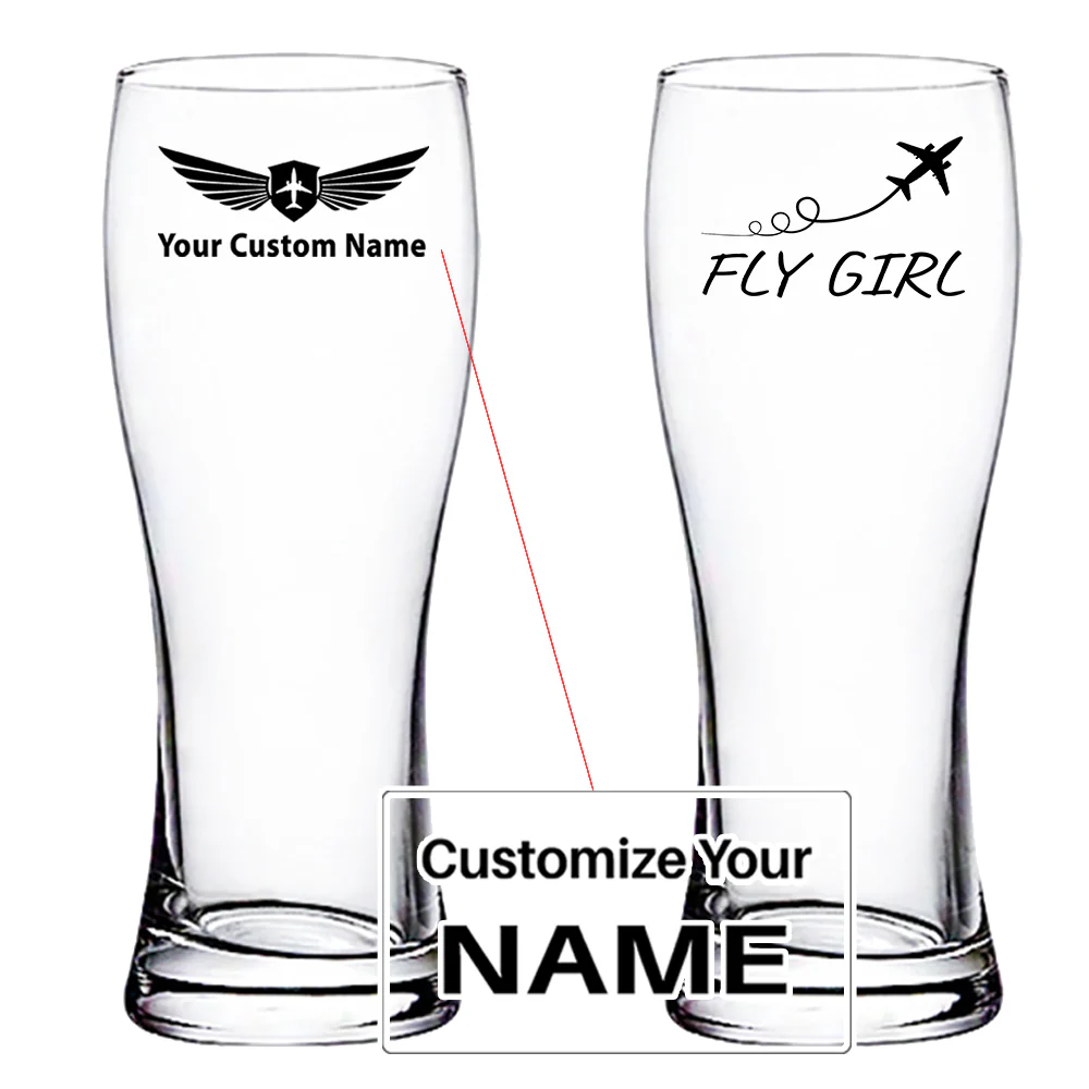 Just Fly It & Fly Girl Designed Pilsner Beer Glasses