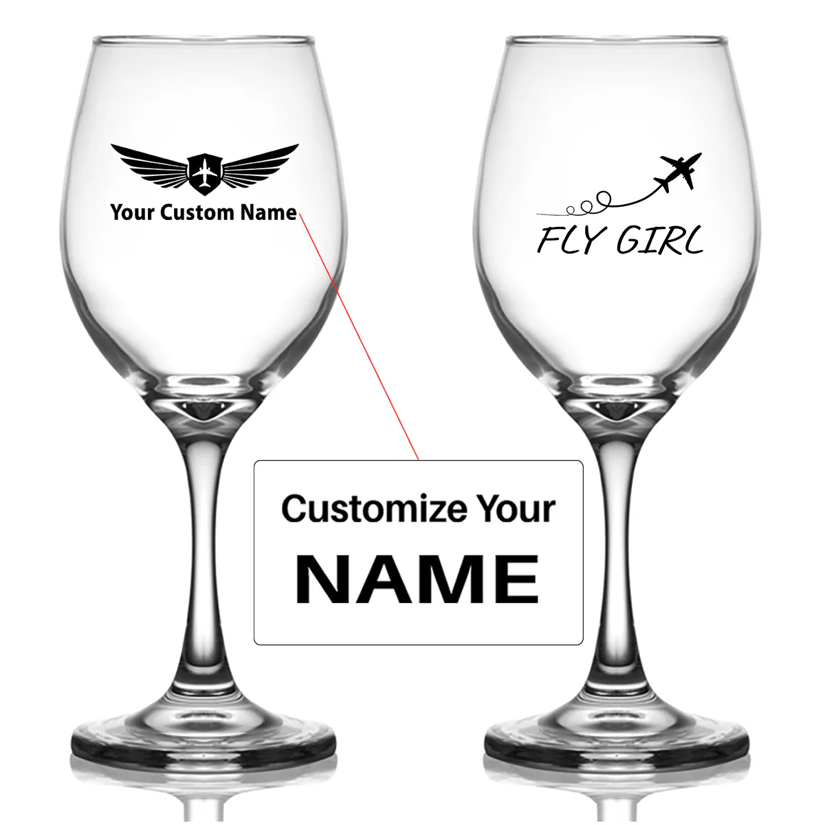 Just Fly It & Fly Girl Designed Wine Glasses