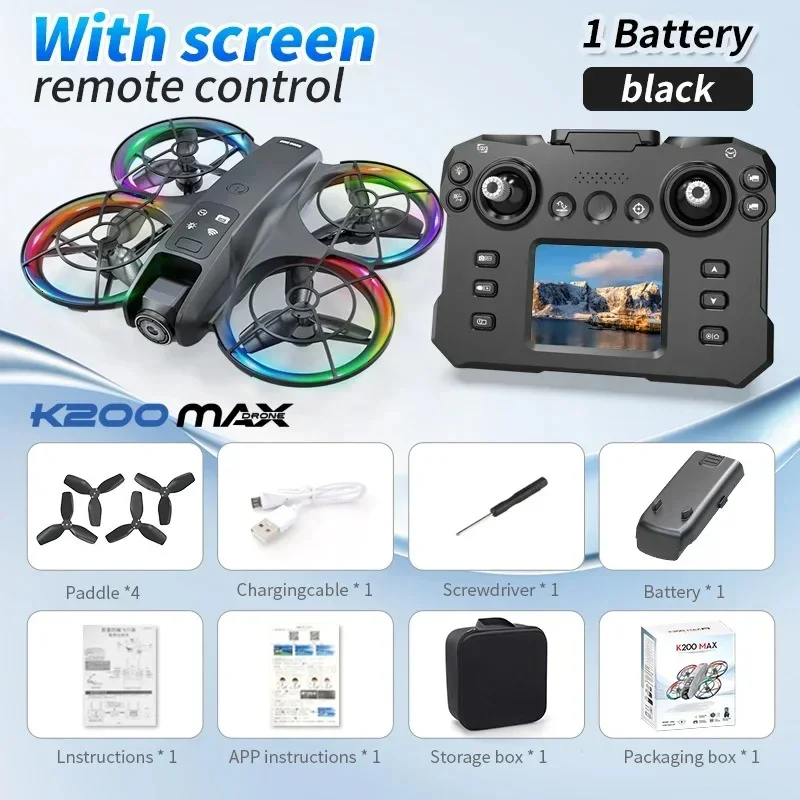 K200 Brushless Drone: Screen Remote, Optical Flow Positioning & Colorful LED Full-Protection Quadcopter - Image 5