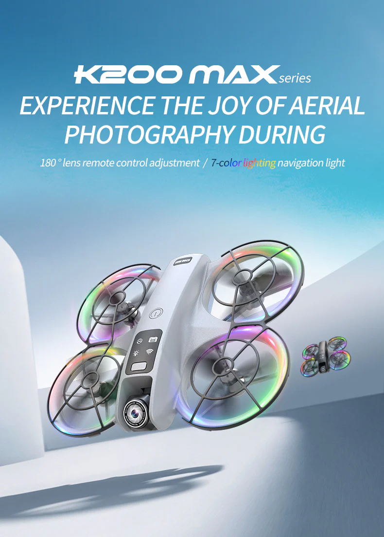 K200 Brushless Drone: Screen Remote, Optical Flow Positioning & Colorful LED Full-Protection Quadcopter - Image 6