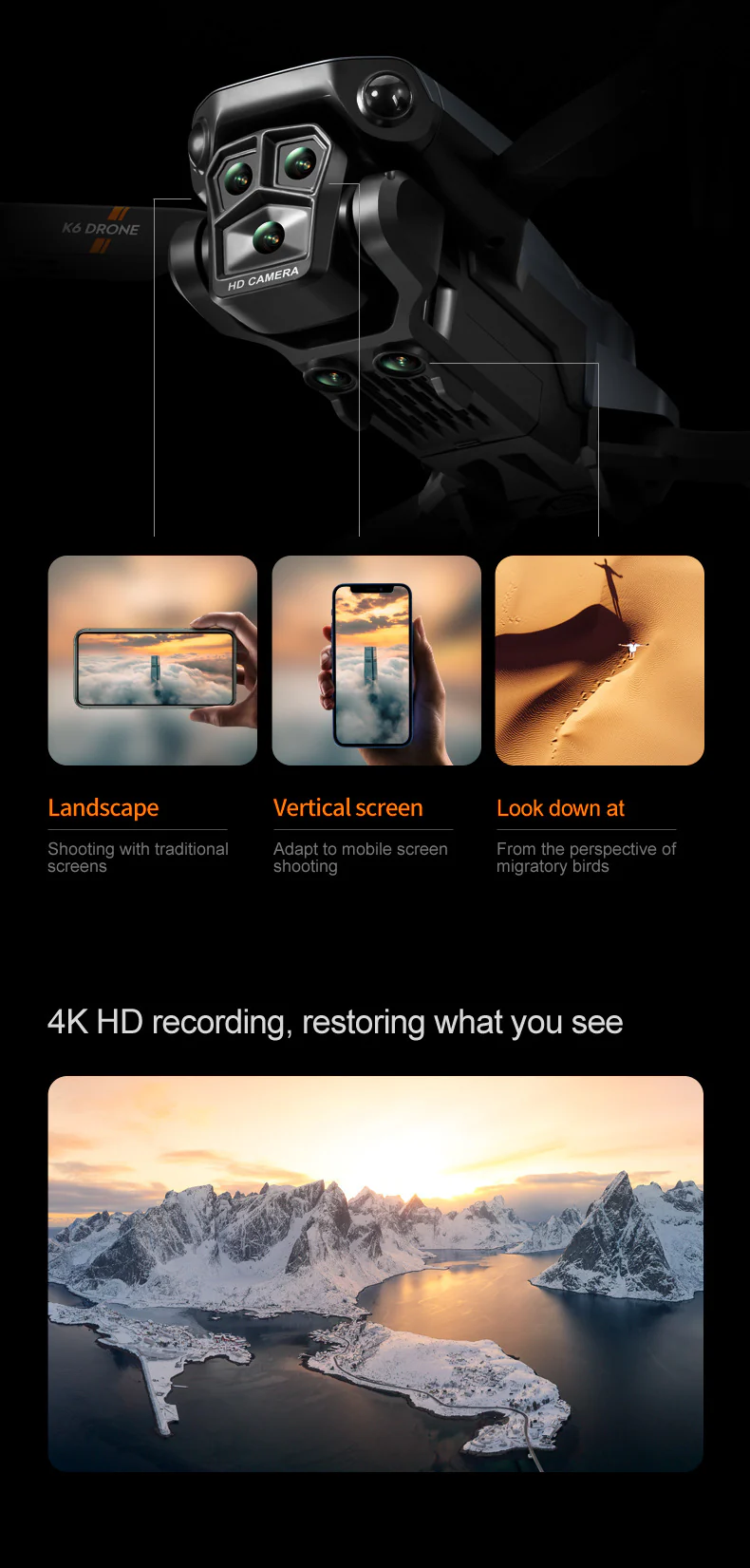 K6 MAX Drone: 4K HD Triple-Camera Quadcopter with 4-Way Obstacle Avoidance, Optical Flow Positioning & Remote Control - Image 10