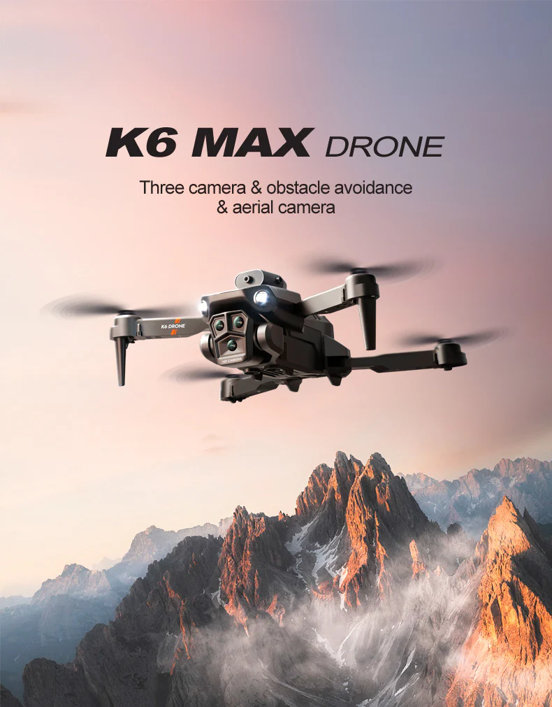 K6 MAX Drone: 4K HD Triple-Camera Quadcopter with 4-Way Obstacle Avoidance, Optical Flow Positioning & Remote Control - Image 3