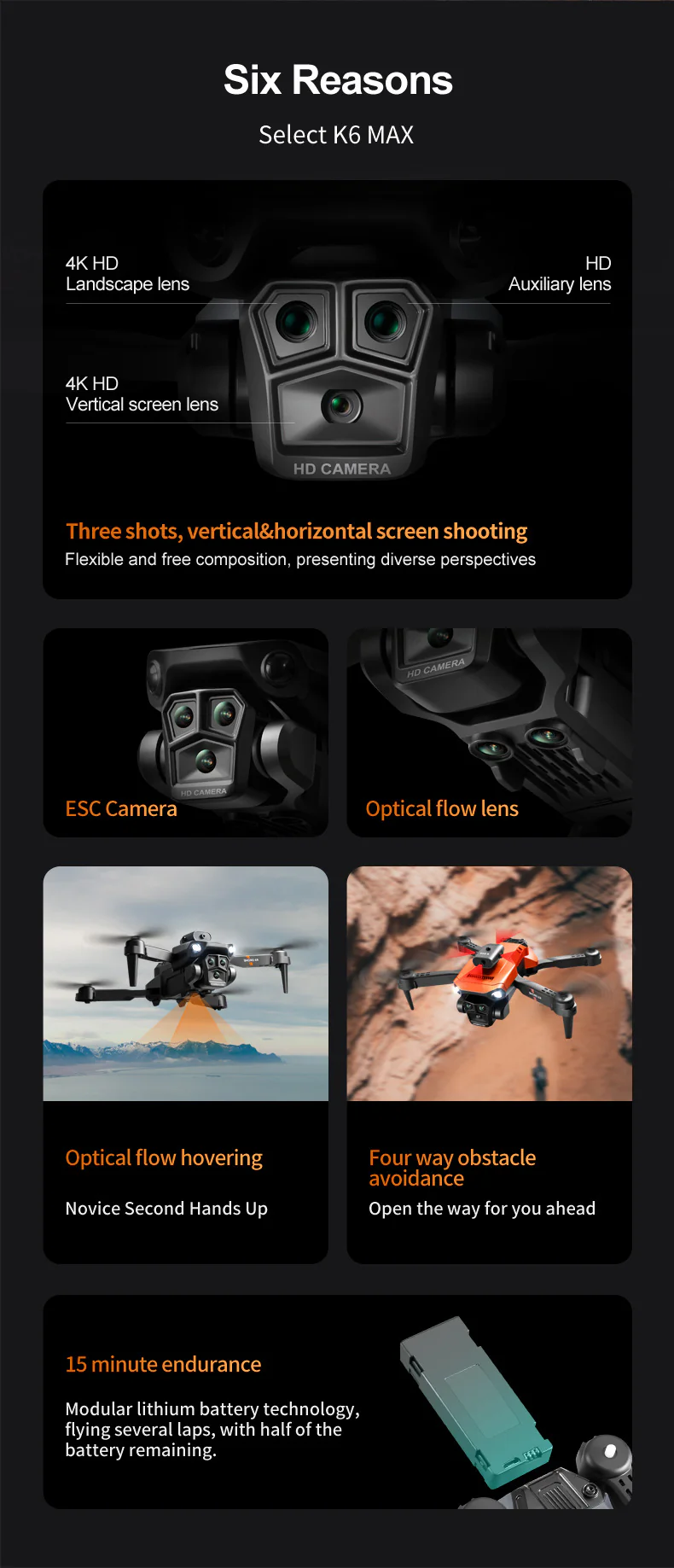 K6 MAX Drone: 4K HD Triple-Camera Quadcopter with 4-Way Obstacle Avoidance, Optical Flow Positioning & Remote Control - Image 4