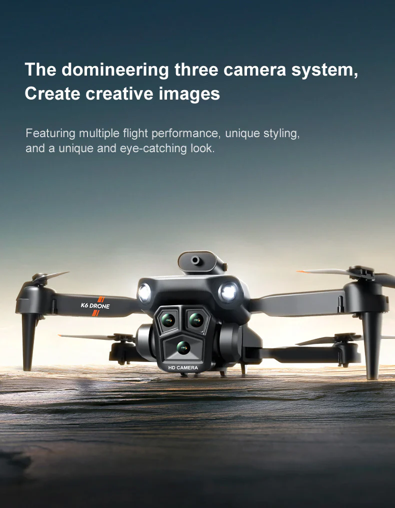 K6 MAX Drone: 4K HD Triple-Camera Quadcopter with 4-Way Obstacle Avoidance, Optical Flow Positioning & Remote Control - Image 6