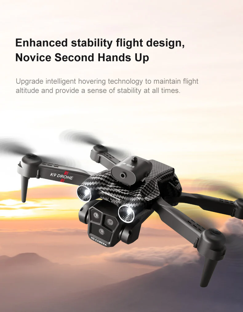 K9MAX Drone: Triple-Lens Aerial Photography Quadcopter with Optical Flow & Obstacle Avoidance, Remote-Controlled Toy Drone - Image 10