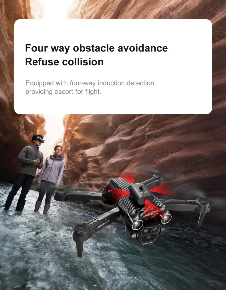 K9MAX Drone: Triple-Lens Aerial Photography Quadcopter with Optical Flow & Obstacle Avoidance, Remote-Controlled Toy Drone - Image 11