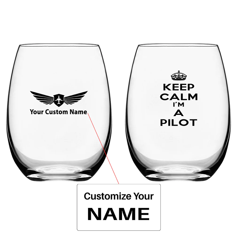 Keep Calm I'm a Pilot Designed Water & Drink Glasses