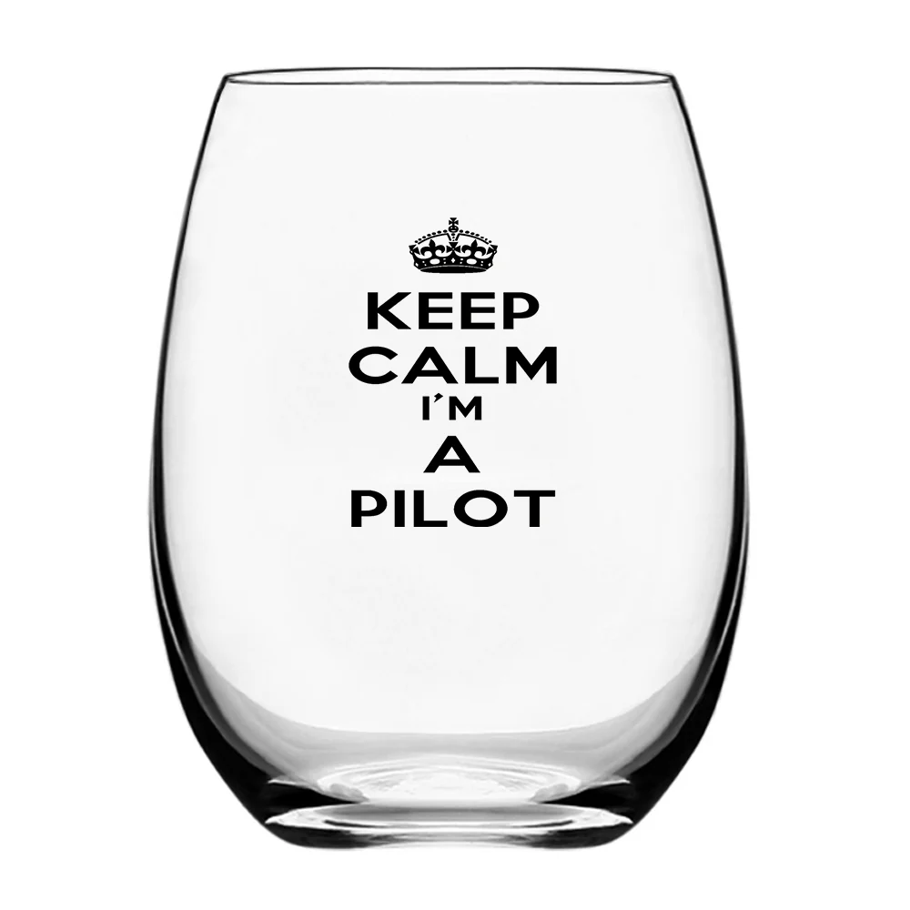 Keep Calm I'm a Pilot Designed Water & Drink Glasses - Image 2