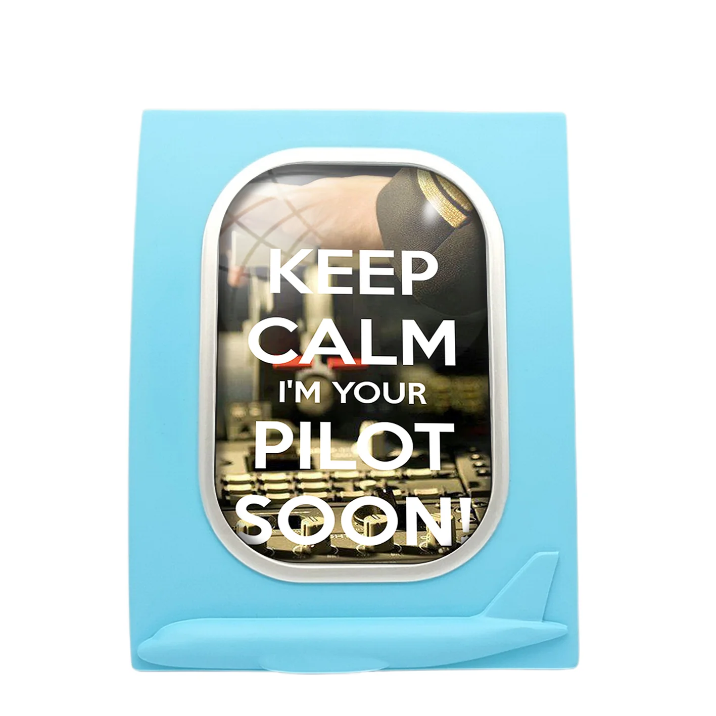 Keep Calm I'm your Pilot Soon Designed Airplane Window Photo Frame