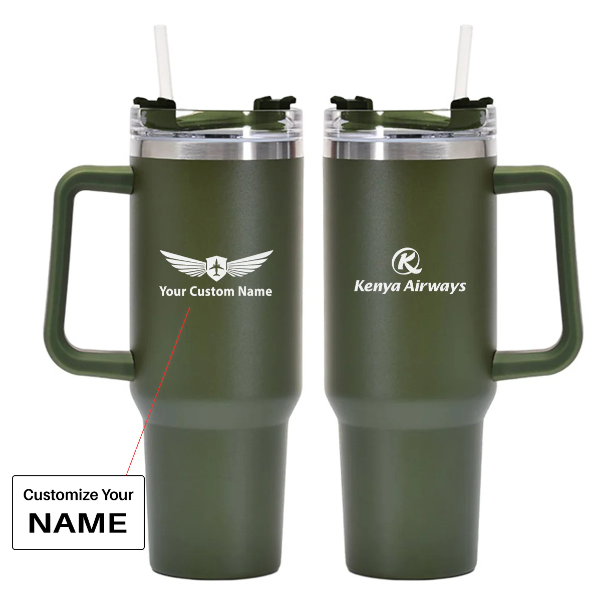 Kenya Airways Designed 40oz Stainless Steel Car Mug With Holder - Image 9