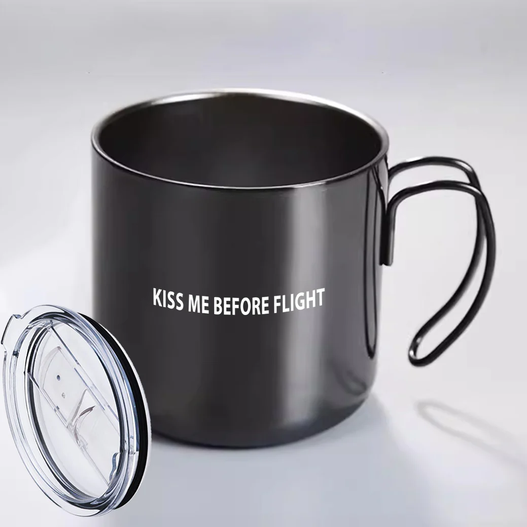KISS ME BEFORE FLIGHT Designed Stainless Steel Portable Mugs - Image 4