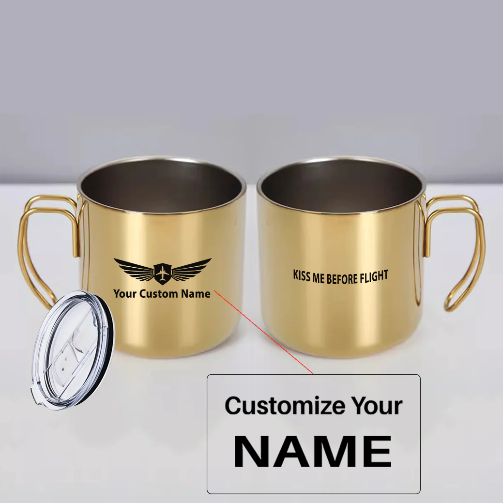 KISS ME BEFORE FLIGHT Designed Stainless Steel Portable Mugs - Image 5