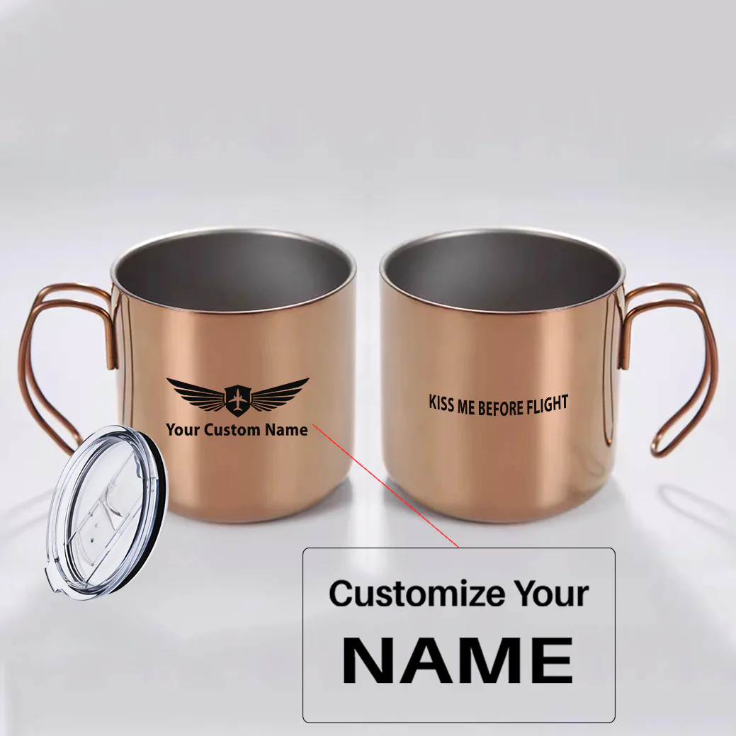 KISS ME BEFORE FLIGHT Designed Stainless Steel Portable Mugs - Image 7
