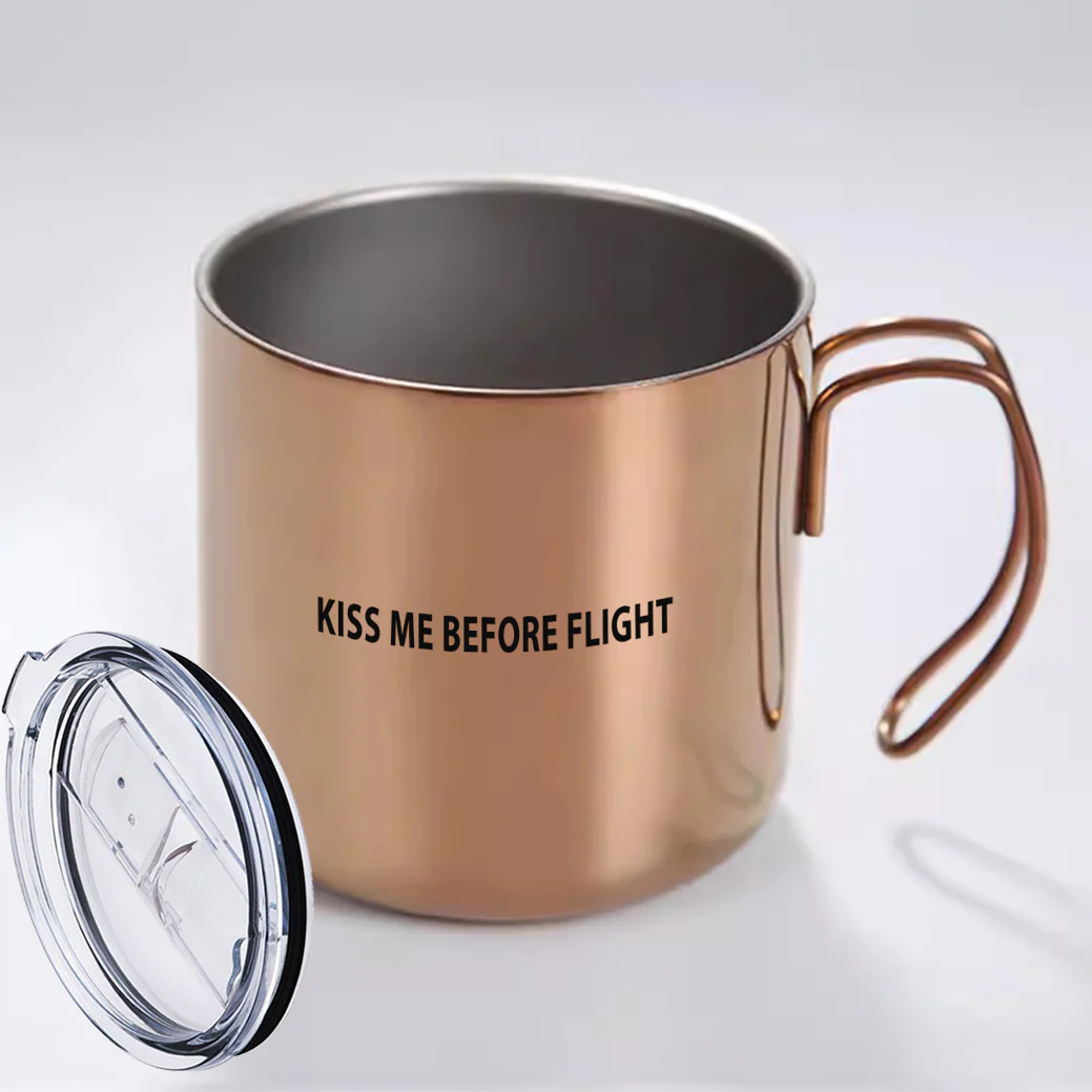 KISS ME BEFORE FLIGHT Designed Stainless Steel Portable Mugs - Image 8