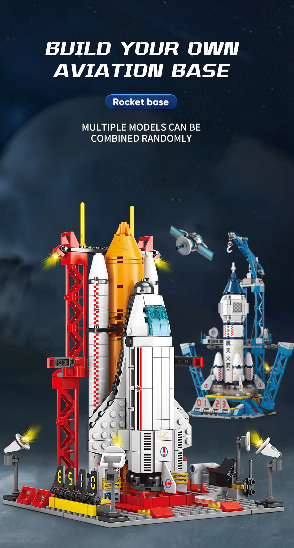 Large 1099pcs 8866 Lego-Compatible Rocket Space Shuttle Launch Center Building Blocks - Image 2