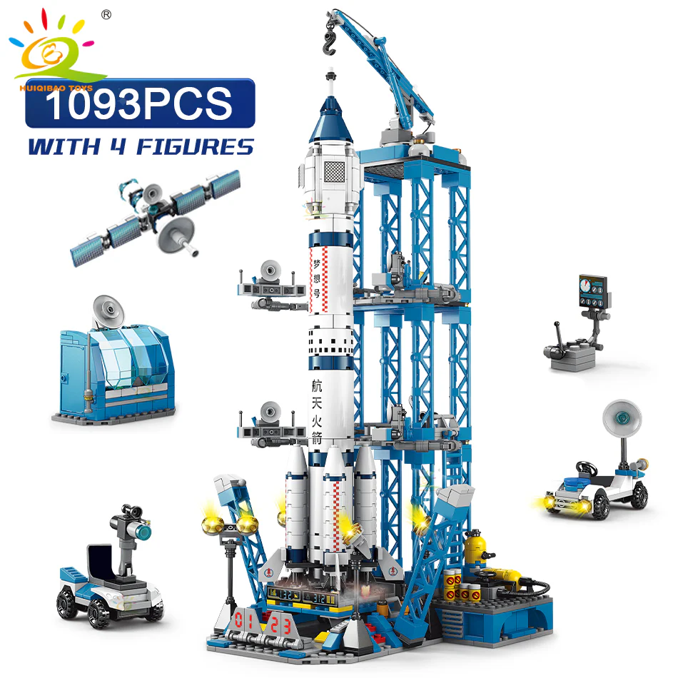 Large 1099pcs 8866 Lego-Compatible Rocket Space Shuttle Launch Center Building Blocks - Image 5
