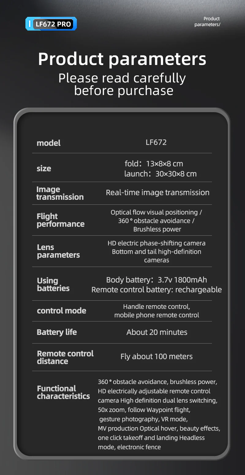 LF672 Brushless Drone: 4K Dual Camera, Optical Flow & Screen-Controlled Aerial Quadcopter - Image 16