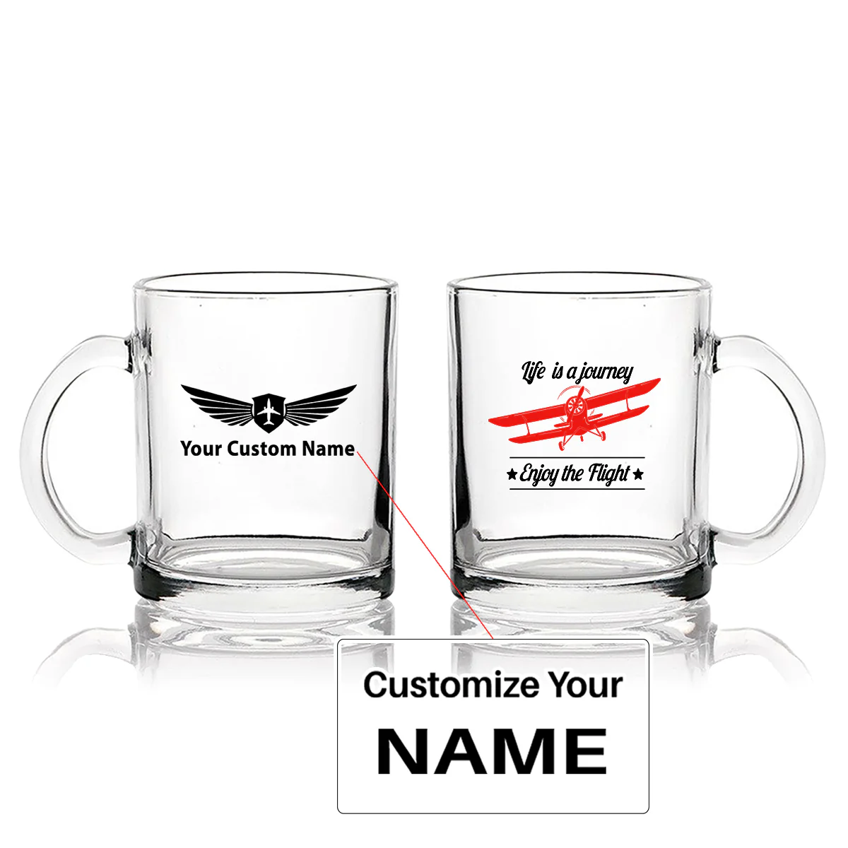 Life is a journey Enjoy the Flight Designed Coffee & Tea Glasses