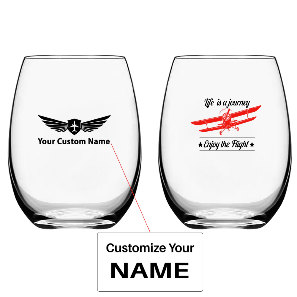 Life is a journey Enjoy the Flight Designed Water & Drink Glasses