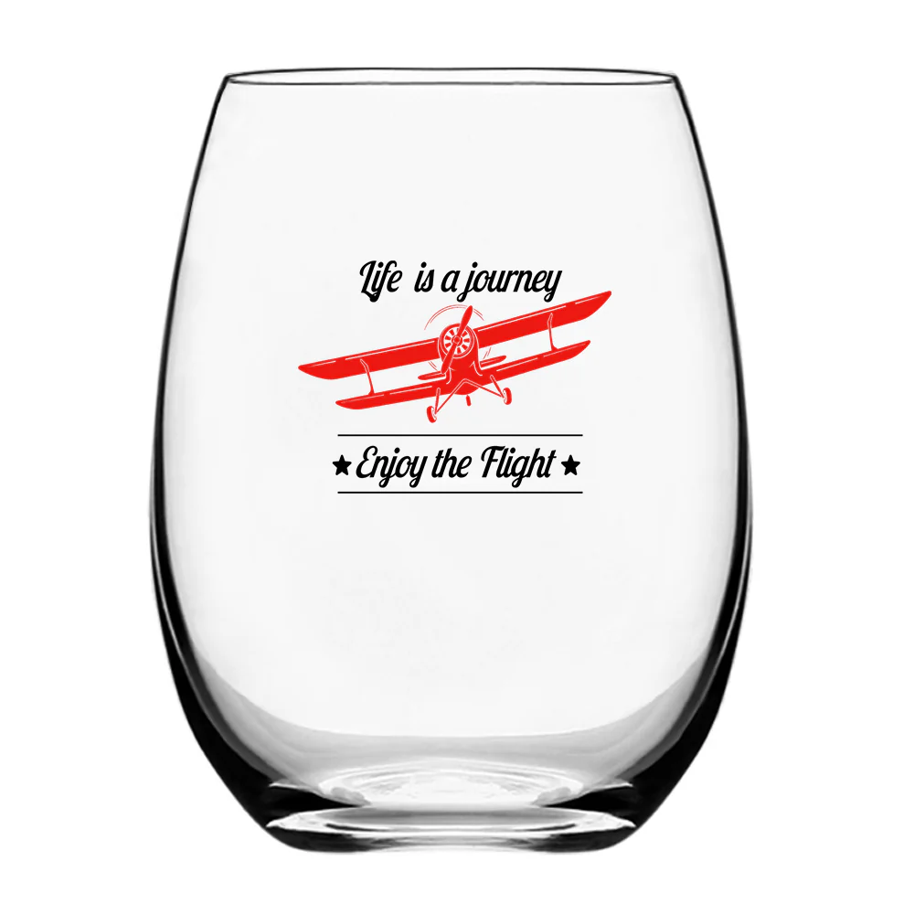 Life is a journey Enjoy the Flight Designed Water & Drink Glasses - Image 2