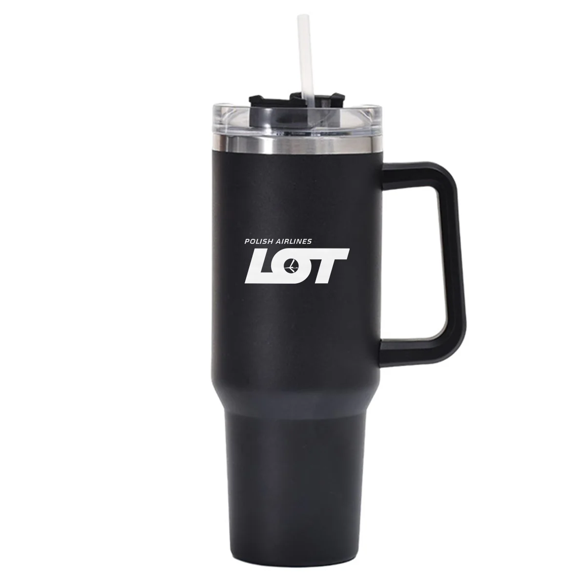 LOT Polish Airlines Designed 40oz Stainless Steel Car Mug With Holder