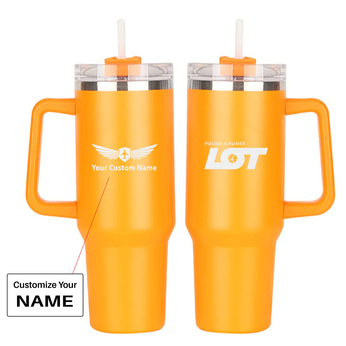 LOT Polish Airlines Designed 40oz Stainless Steel Car Mug With Holder - Image 11