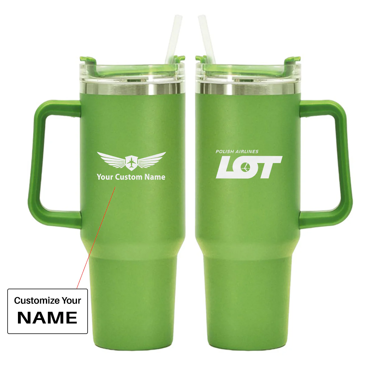 LOT Polish Airlines Designed 40oz Stainless Steel Car Mug With Holder - Image 13
