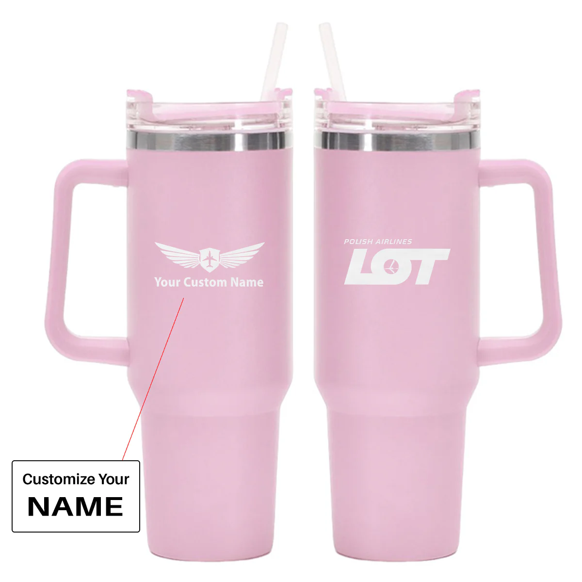 LOT Polish Airlines Designed 40oz Stainless Steel Car Mug With Holder - Image 15
