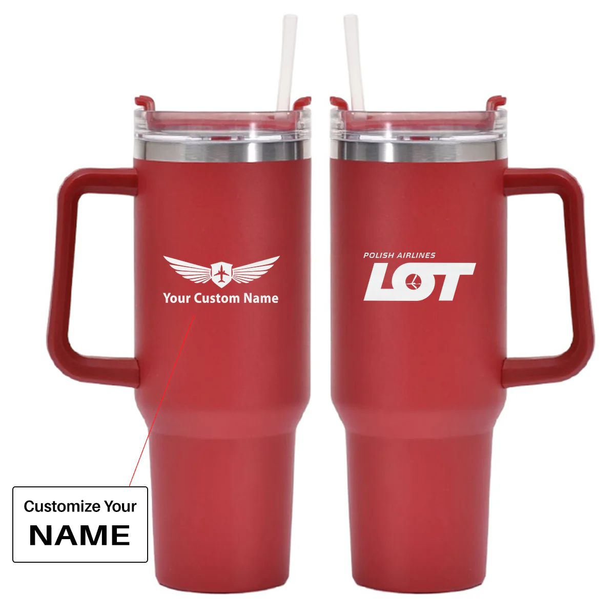 LOT Polish Airlines Designed 40oz Stainless Steel Car Mug With Holder - Image 7