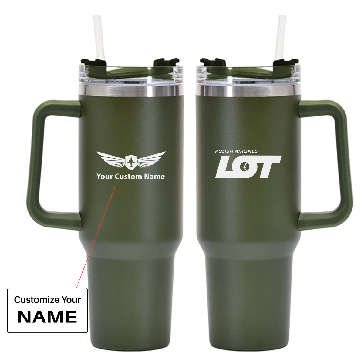 LOT Polish Airlines Designed 40oz Stainless Steel Car Mug With Holder - Image 9