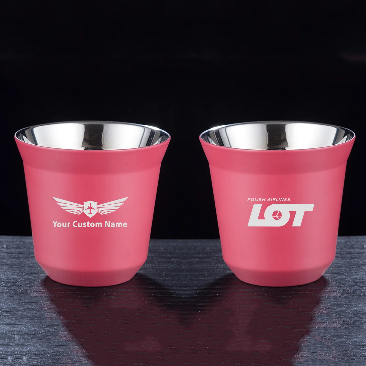 LOT Polish Airlines Designed Double Wall Stainless Steel Coffee Mugs - Image 11