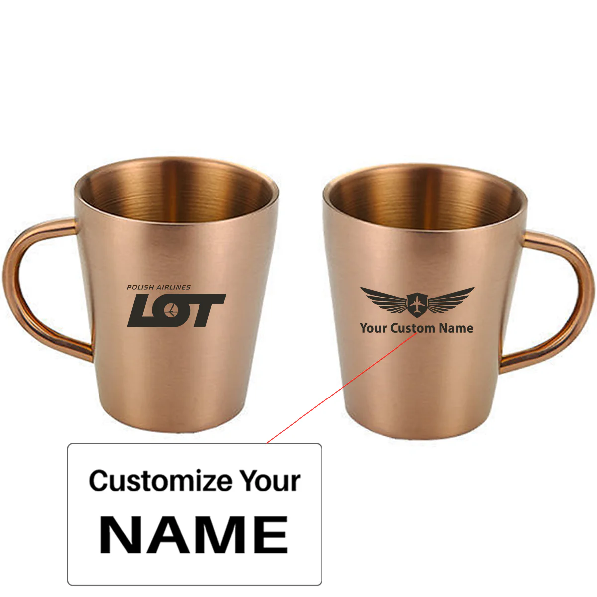 LOT Polish Airlines Designed Stainless Steel Coffee Mugs - Image 3